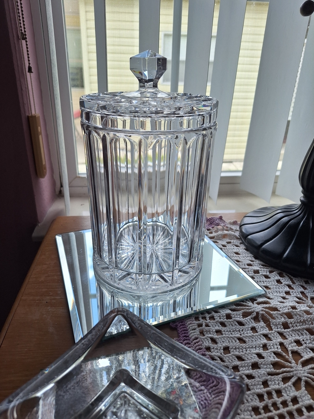 Crystal Bisquit Jar  W/Lid - Picture 7 of 12